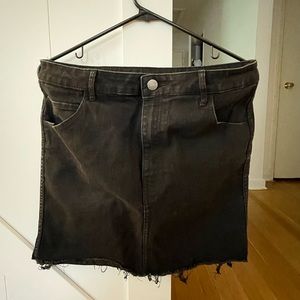 Black denim mini skirt